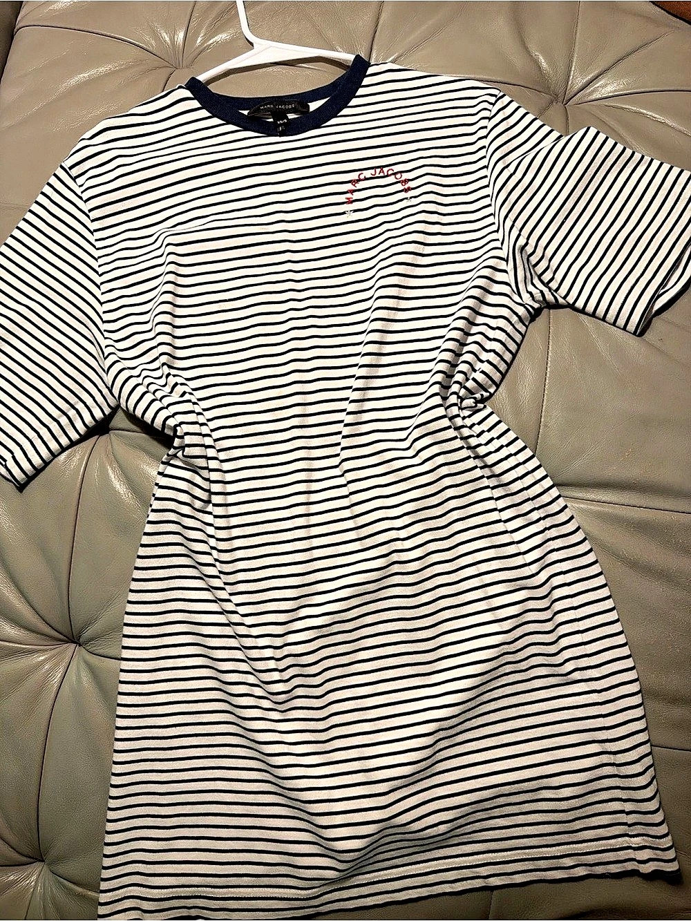 Marc Jacobs The Striped T-Shirt Dress Mini White & Blue